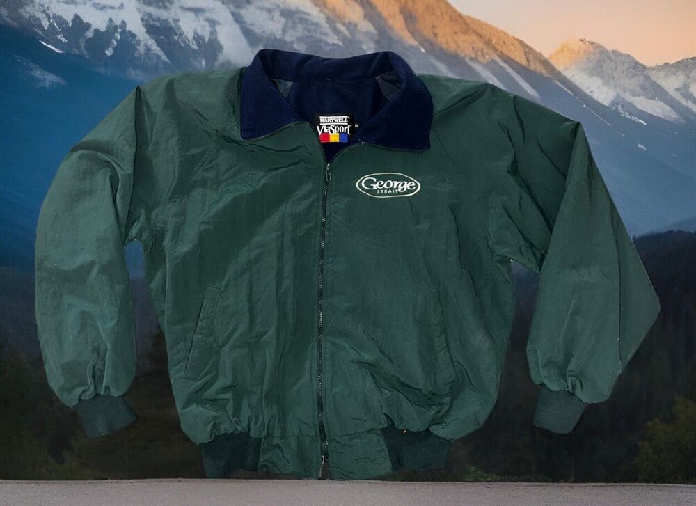 Vintage GEORGE STRAIT Tour Jacket Hartwell Viasport Country Music XL Green